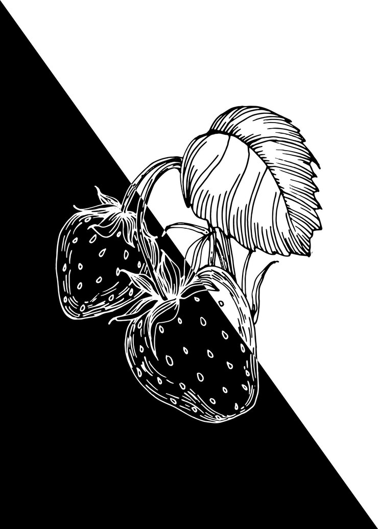 Strawberry Abstract Hand Painted Illustrations for Wall Decoration Postcard Social Media Banner