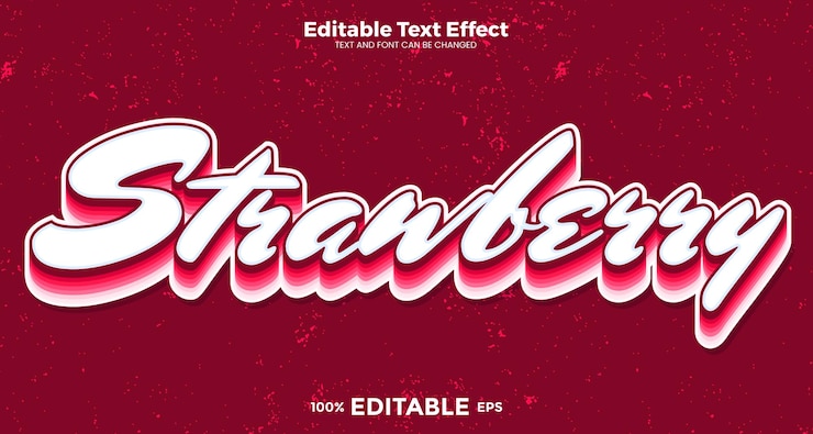 Vector strawberry editable text effect in modern trend style