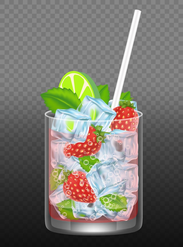 Vector strawberry mojito vector realistic illustration