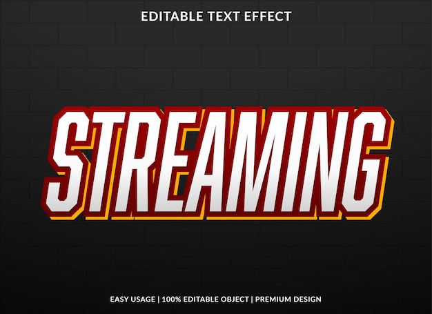streaming editable text effect template with 3d style use for business brand and logo