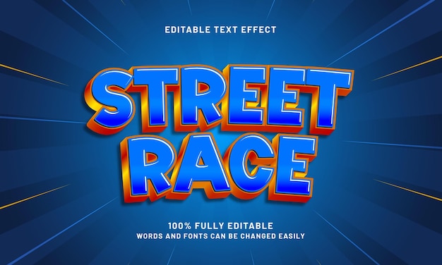 street race editable text effect with a racing and speed theme