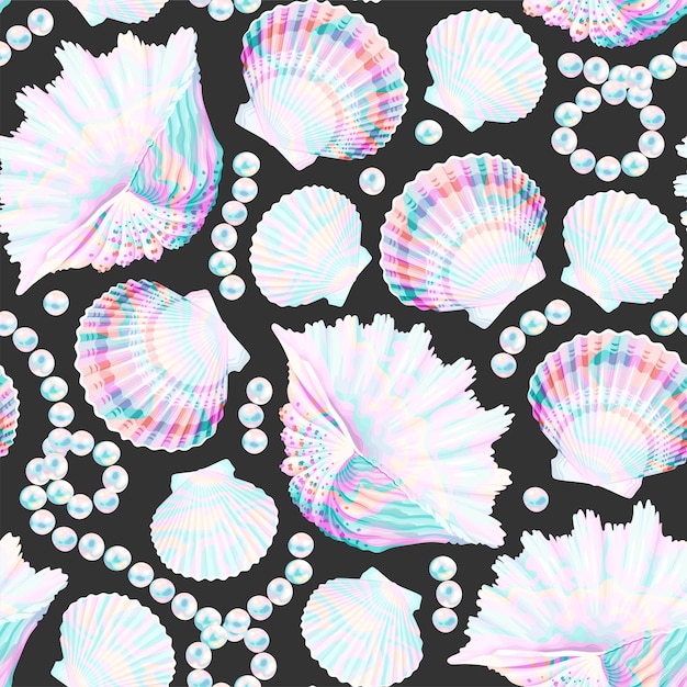 String of pearls and shells vector pattern