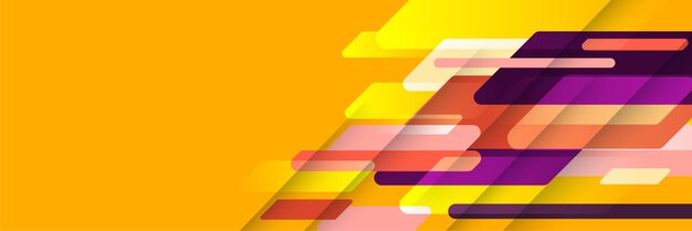 Stripes abstract colorful memphis wide banner design background Modern abstract geometric banner background