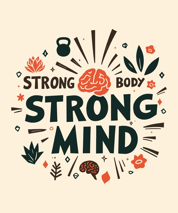 STRONG BODY STRONG MIND typography tshirt vector design templates