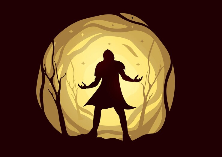 Vector strong warrior in robe illustration