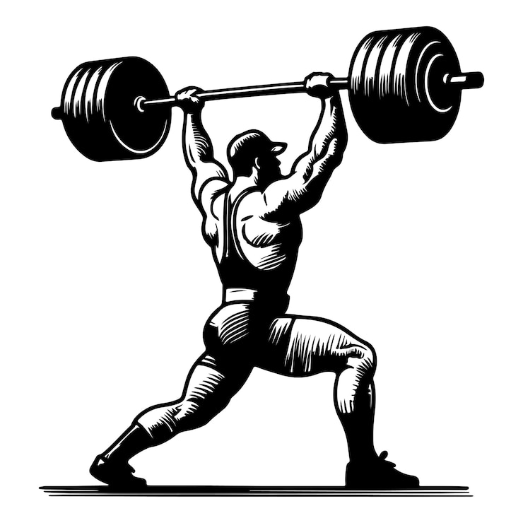 Vector strongman lifting weights in circus