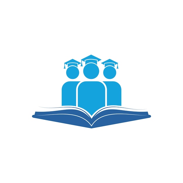 Students and book icon vector logo design
