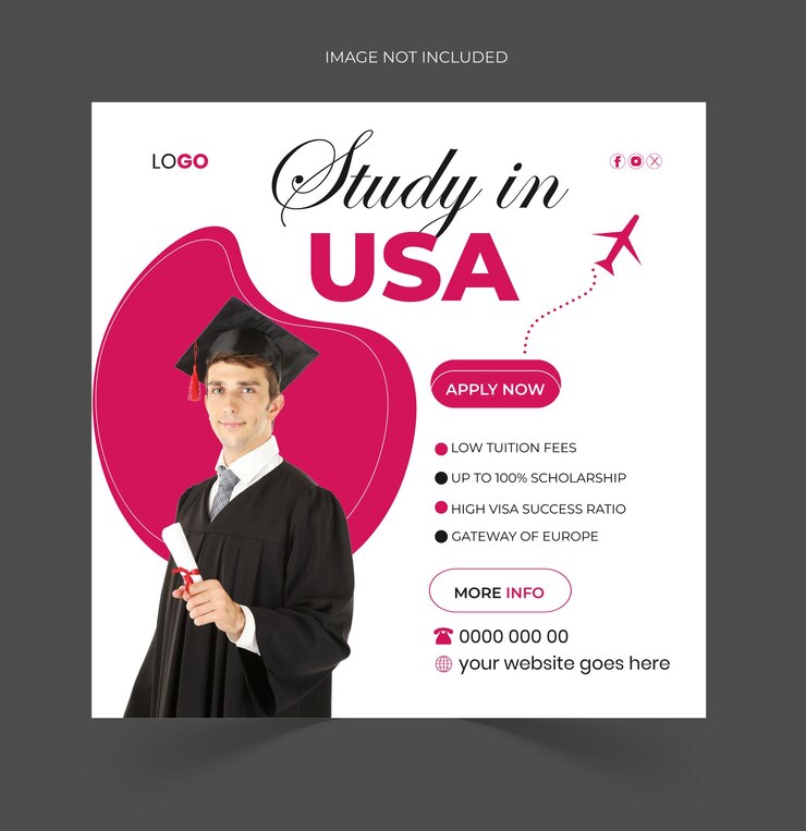 Study in the USA social media post design