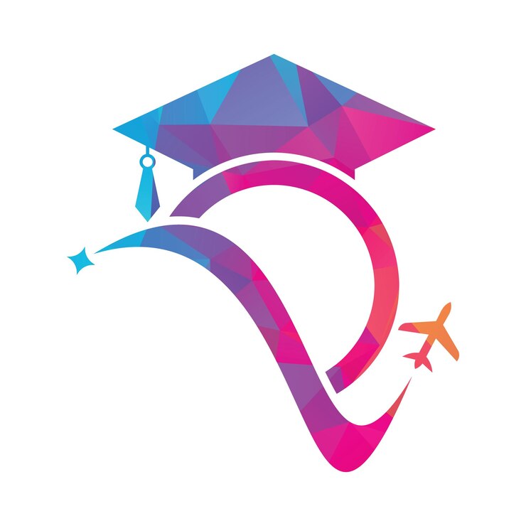 Study travel logo design template Education hat and air plane logo design logo
