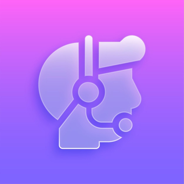 Stunning Modern Glass Morphism Customer Service Icon with Vibrant Background