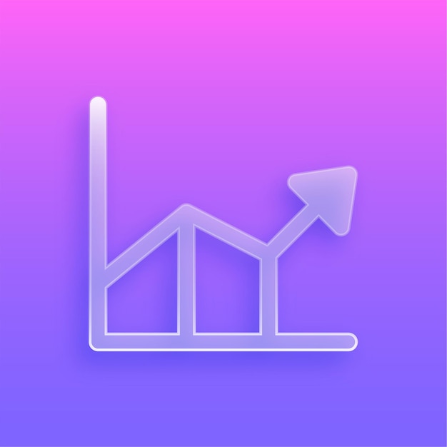 Stunning Modern Glass Morphism Line Chart Icon with Vibrant Background