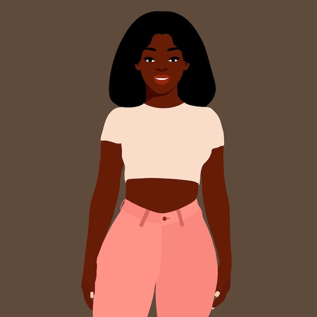 Stylish black woman in elegant art style vector