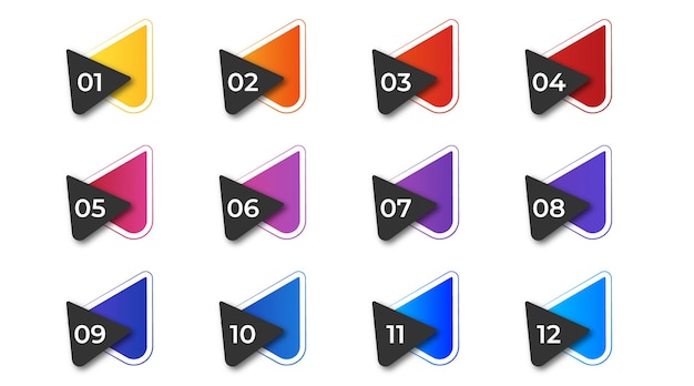 stylish bullet points numbers from one to twelve