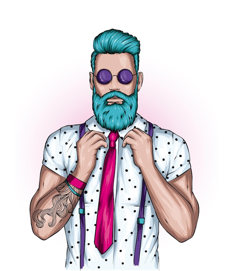 Vector stylish guy with a beard and glasses