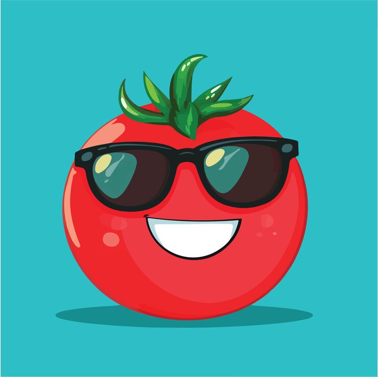 Vector stylish tomato character with sunglasses and a playful wink vector illustration
