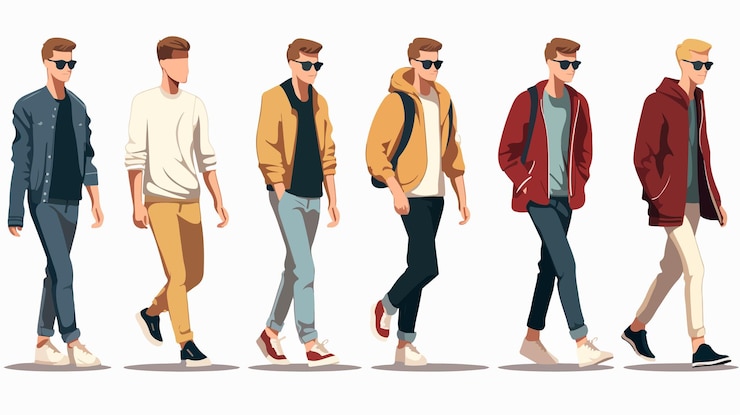 Vector stylish urban men fashion vector illustration