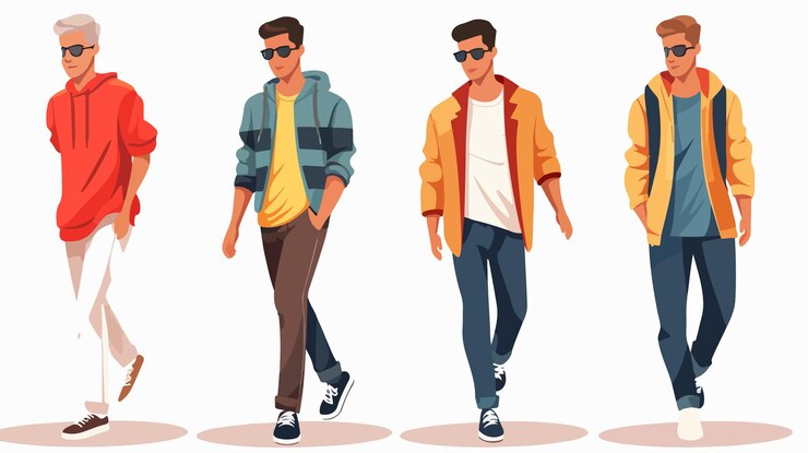Vector stylish urban men fashion vector illustration
