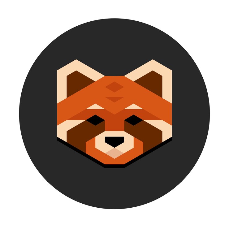 Vector stylized geometric red panda head in circle