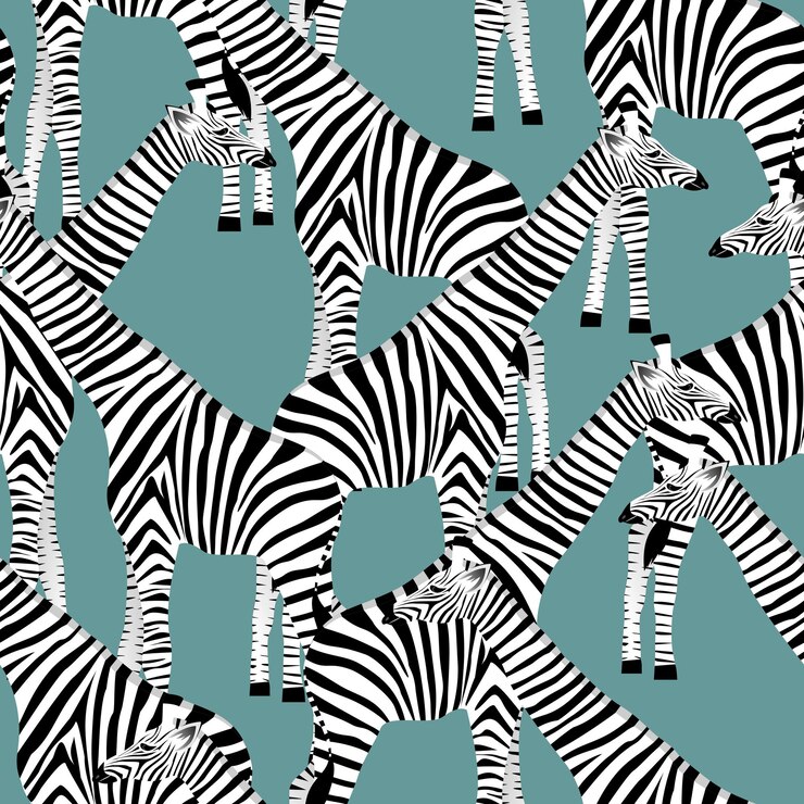 Vector stylized giraffes in the form of striped zebras on a light blue background in vector