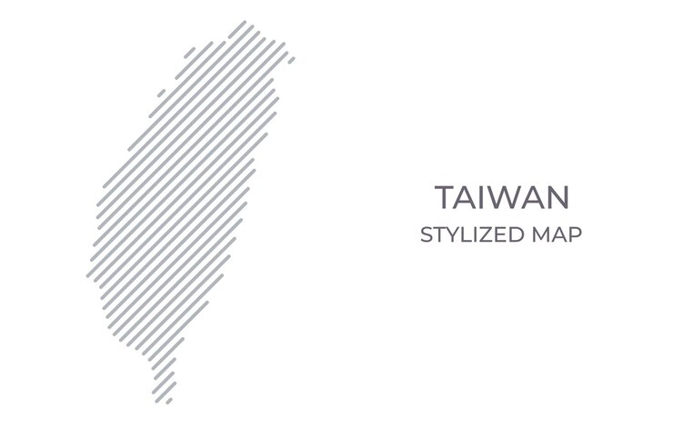 Stylized linear map of Taiwan in minimalistic style