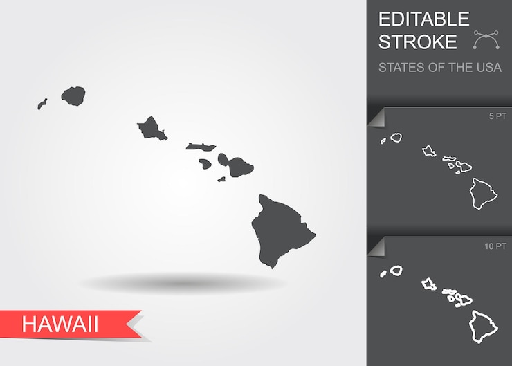 Vector stylized map of the us state of hawaii vector illustration