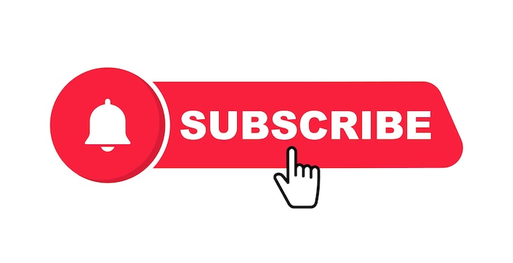 Vector subscribe button with bell and hand cursor