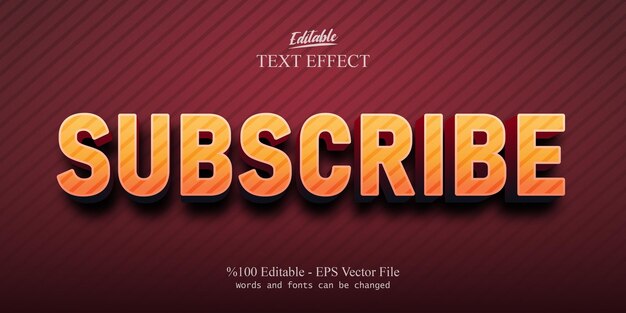 Subscribe editable text effect vector