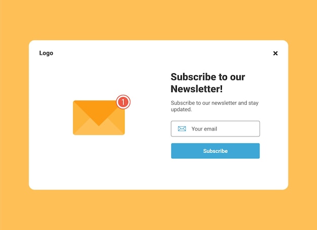 Subscription to newsletter pop up banner template