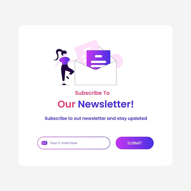 Subscription to newsletter pop up banner template