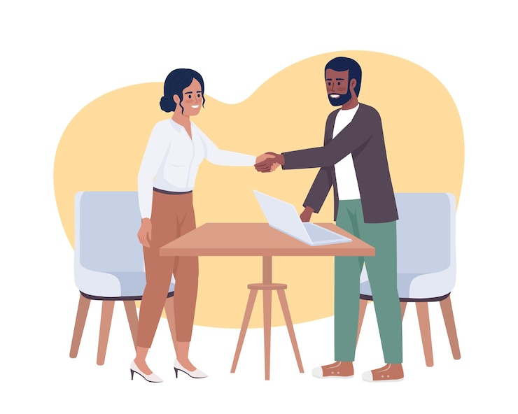 Vector successful job interview 2d vector isolated illustration