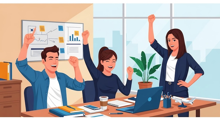 Successful Team Celebrating in the Office