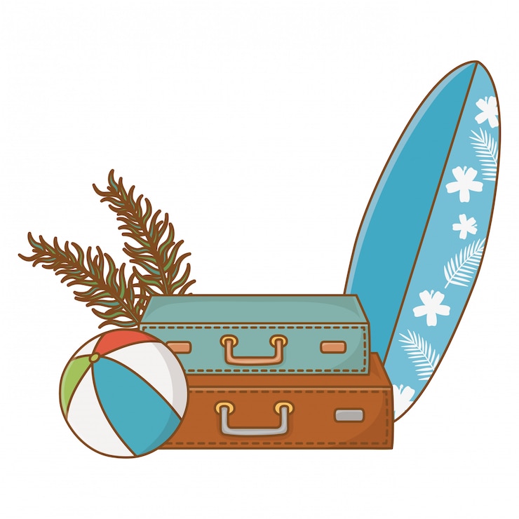 Vector summer and beach cartoons elements