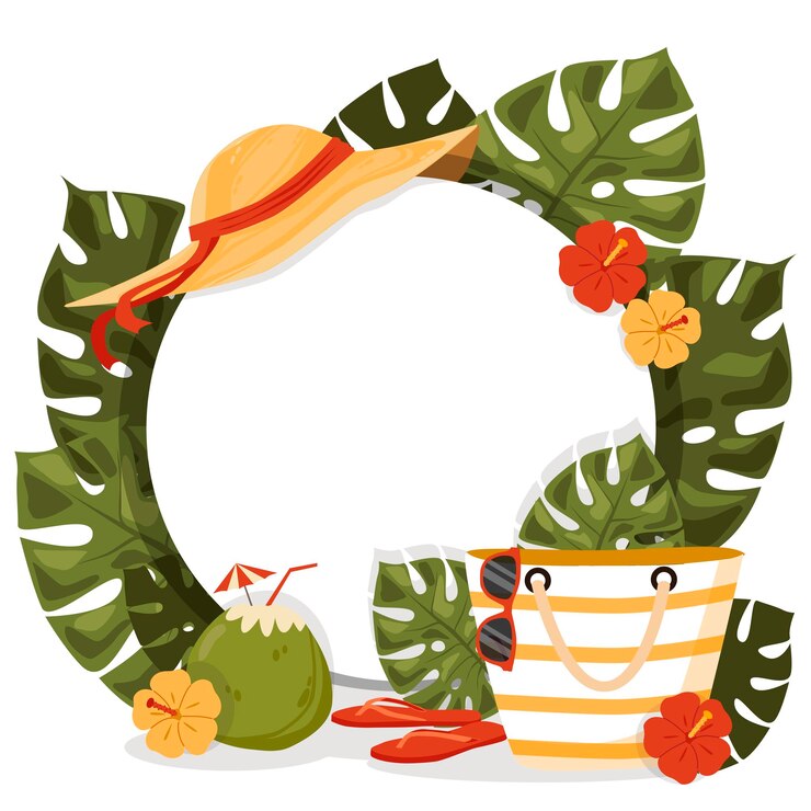 Vector summer background layout banners decorate with tropical leaf space for text