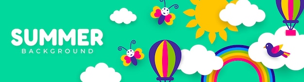 Summer Background with Colorful Illustrations