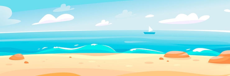 Vector summer beach by the sea beautiful seascape a banner for a summer vacation the sea horizon