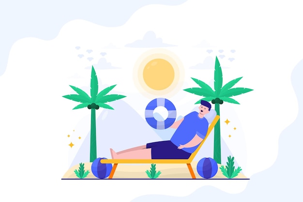 Summer Beach Relaxing and Resting Concept