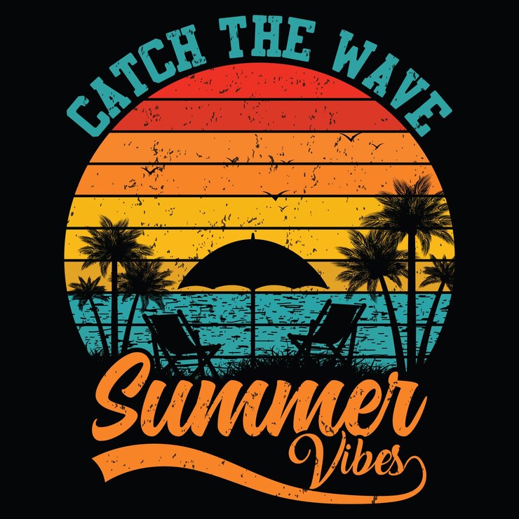 Vector summer beach retro vector illustration