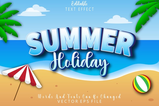 Summer Holiday Editable Text Effect Emboss Cartoon Style