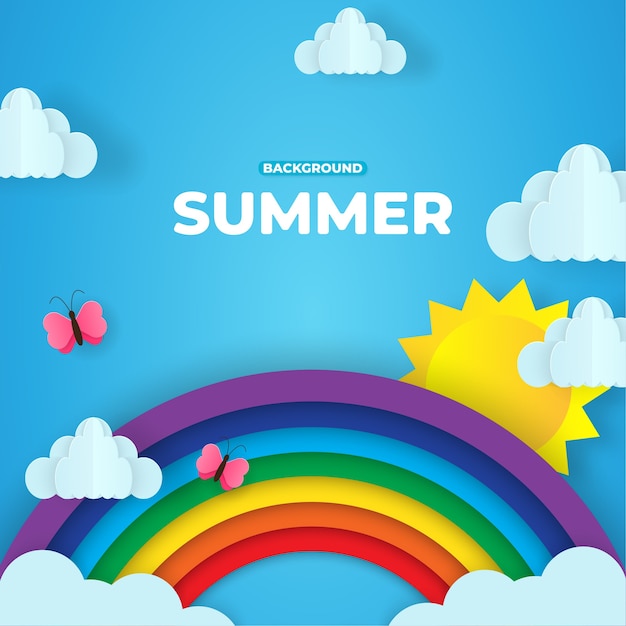 summer illustration with clouds