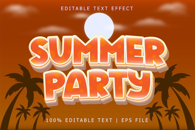 Summer Party Editable Text Effect 3 Dimension Emboss Modern Style