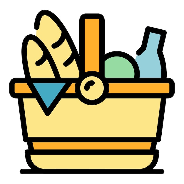 summer picnic basket icon outline summer picnic basket vector icon for web design isolated on white background color flat