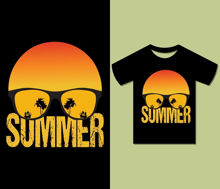 Vector summer sunset t shirt design modern trendy tee art typography retro t shirt vector