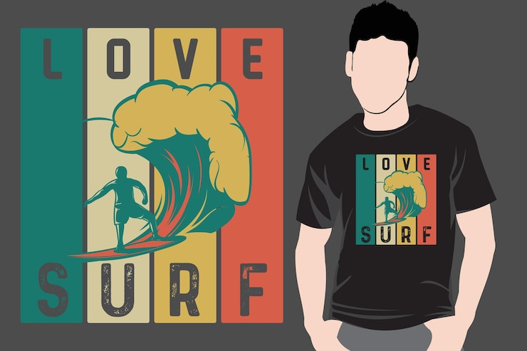 Vector summer surfing awesome tshirt typography graphic design illustration vector art