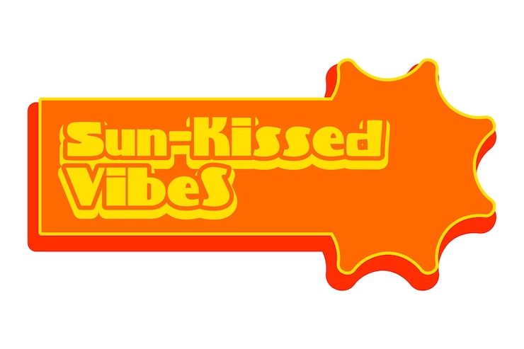 Vector summer text sticker retro label design vector illustration