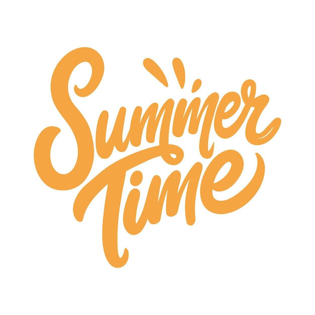 Summer time Vector hand drawn lettering phrase isolated on white background