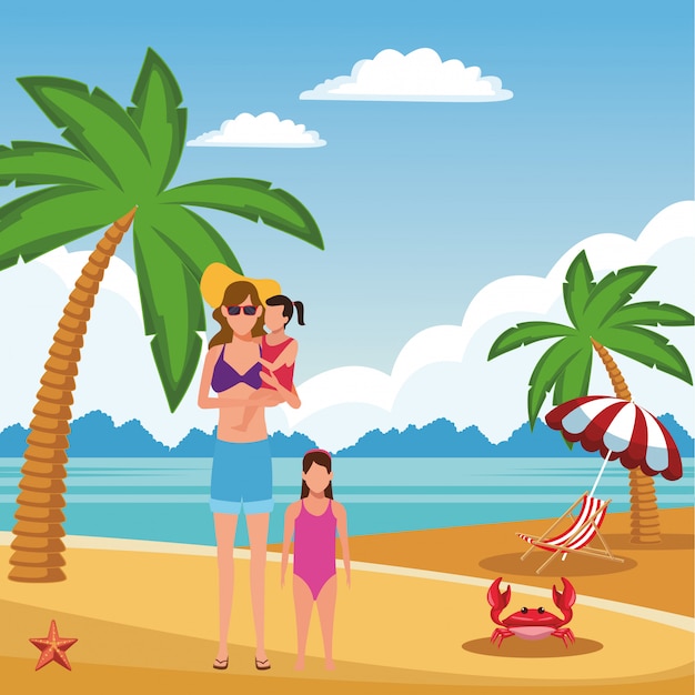 Summer vacation cartoon