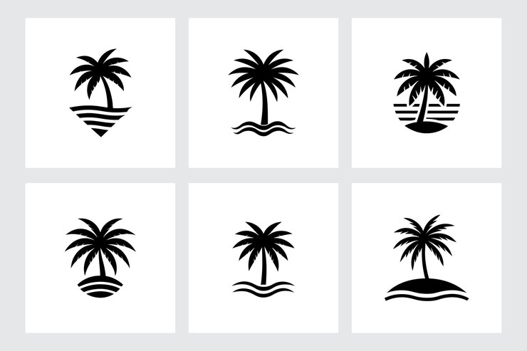 Summer vibes minimalist vector art illustration of palm tree with white background