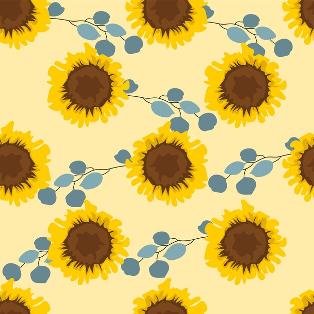 sun blossom flowers repeat pattern fabric. textile background mosaic design