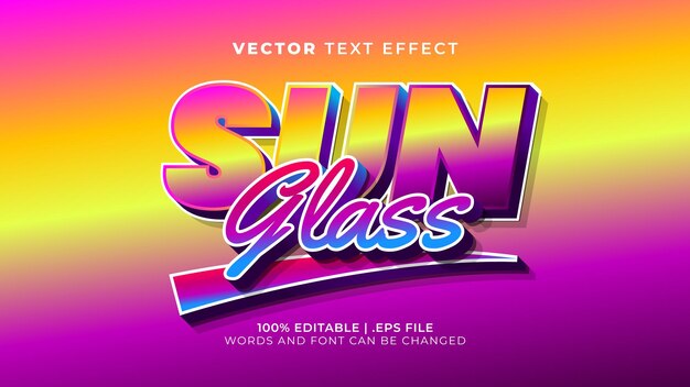 sun glass party editable text effect template 3d style
