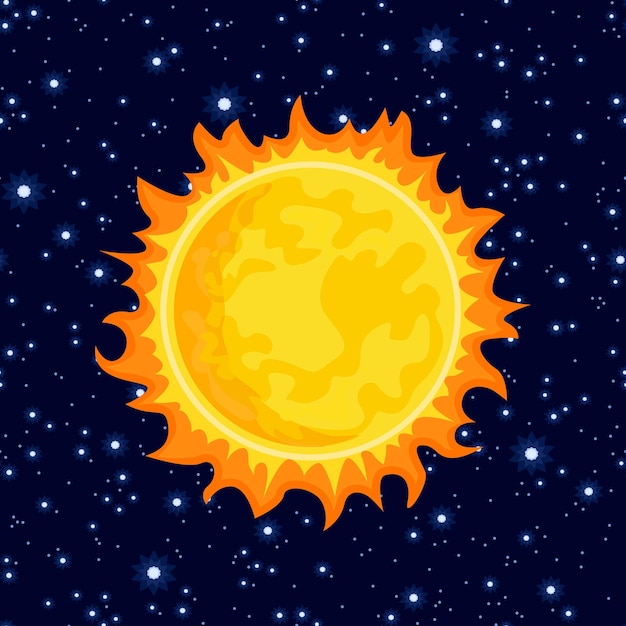 Sun in dark starry sky